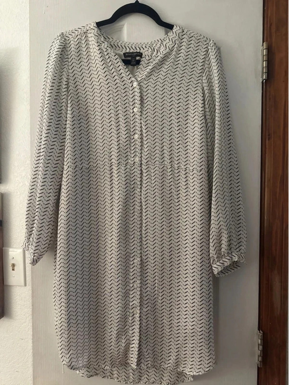Banana Republic Petite Black & White Shirt Dress Size 6P